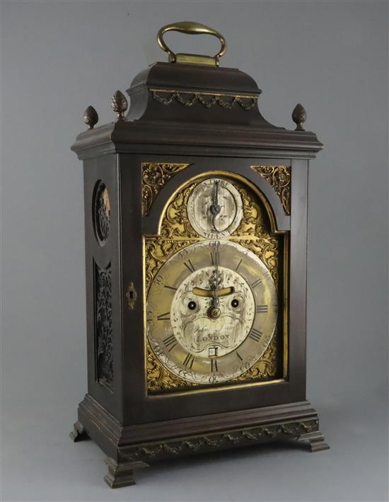 John Dade of London. A George III ebonised pear wood bracket clock, H.20.5in.